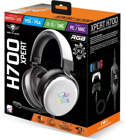 Photo de Casque Gamer filaire Spirit Of Gamer Xpert H700 RGB (Noir/Blanc)