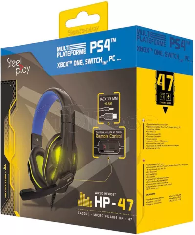 Photo de Casque Gamer filaire Steelplay HP47 RGB (Noir/Bleu)