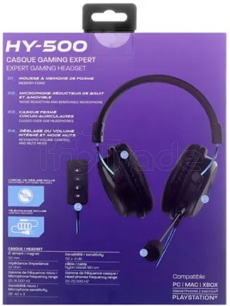 Photo de Casque Gamer filaire T'nB Elyte HY-500 Expert (Noir/Bleu)