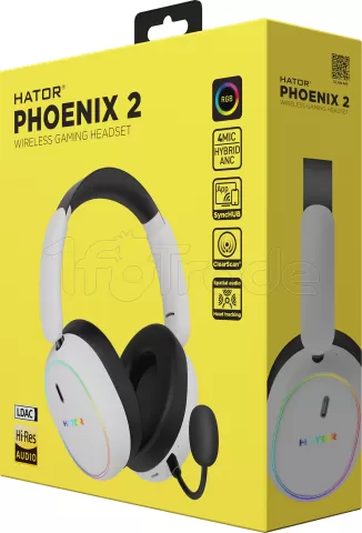 Photo de Casque Gamer sans fil Hator Phoenix 2 (Blanc)
