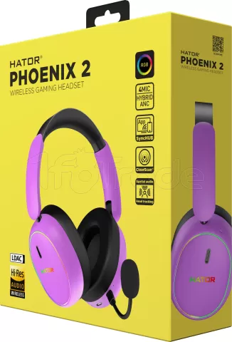 Photo de Casque Gamer sans fil Hator Phoenix 2 (Violet)