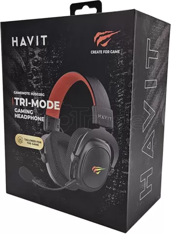 Photo de Casque Gamer sans fil Havit Fuxi H2002BG (Noir/Rouge)