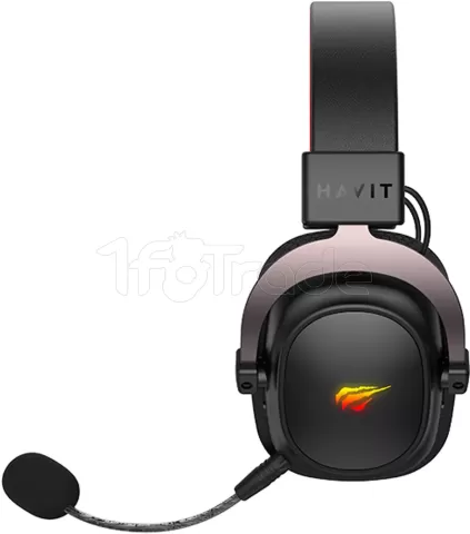 Photo de Casque Gamer sans fil Havit Fuxi H2002BG (Noir/Rouge)