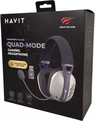 Photo de Casque Gamer sans fil Havit Gamenote Fuxi H3 (Noir/Blanc)