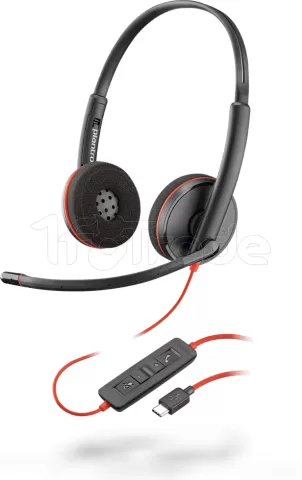 Photo de Casque Micro Plantronics Poly Blackwire C3220 (Noir/Rouge)