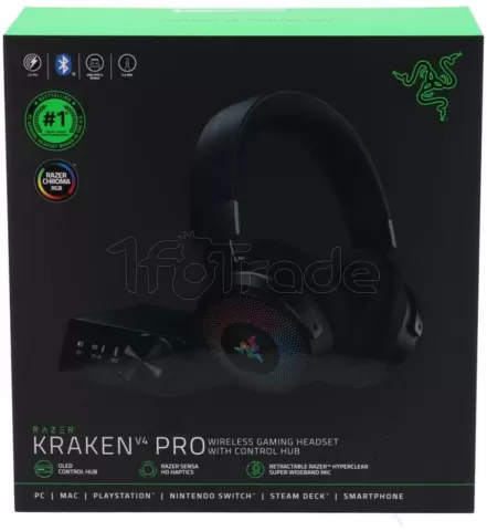 Photo de Casque Micro sans fil Razer Kraken V4 Pro RGB (Noir)