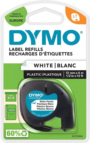 Photo de Cassette de Ruban Dymo LetraTag 12mmx4m (Noir/Blanc)