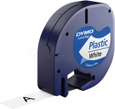 Photo de Cassette de Ruban Dymo LetraTag 12mmx4m (Noir/Blanc)