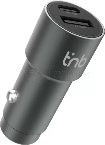 Photo de Chargeur Allume Cigare T'nB 1x USB-A + 1x USB-C 48W (Gris)