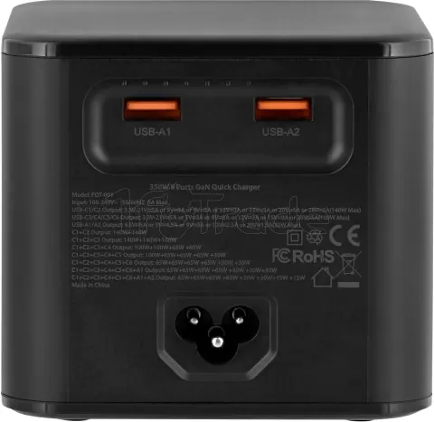 Photo de Chargeur de bureau T'nB Cube - 2x USB-A et 6x USB-C 380W (Noir)