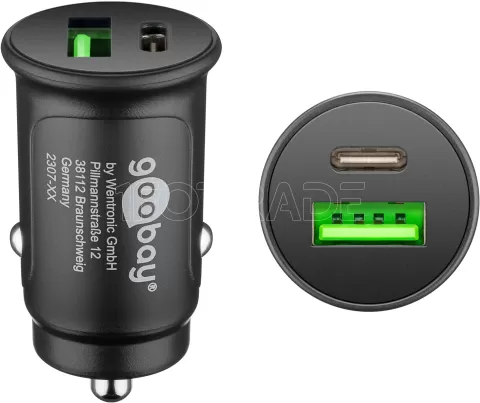 Photo de Chargeur de voiture Allume Cigare Goobay 1xUSB-A + 1x USB-C 27W (Noir)