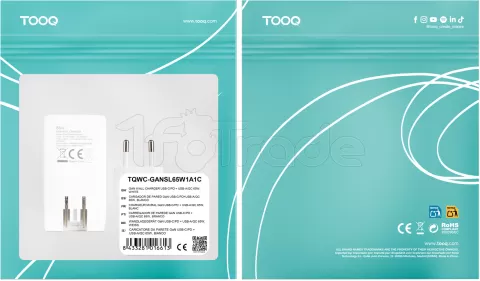 Photo de Chargeur de voyage Tooq GaN 1x USB-C + 1x USB-A 65W ( blanc)