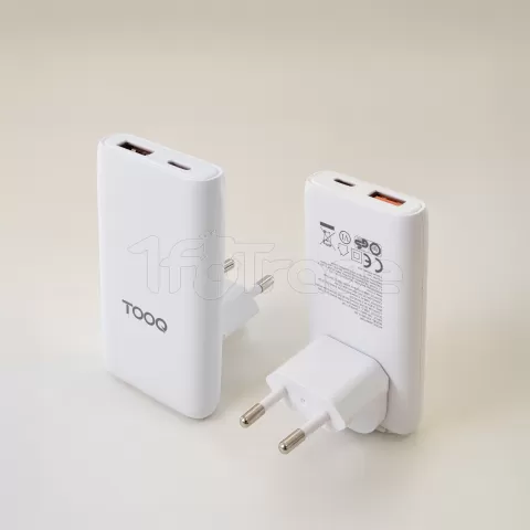 Photo de Chargeur de voyage Tooq GaN 1x USB-C + 1x USB-A 65W ( blanc)