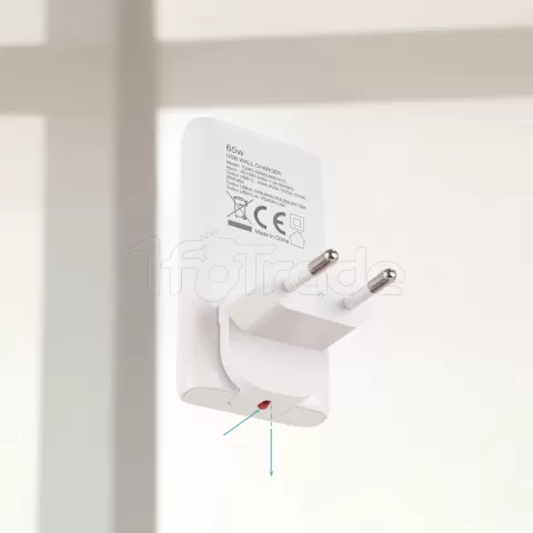 Photo de Chargeur de voyage Tooq GaN 1x USB-C + 1x USB-A 65W ( blanc)