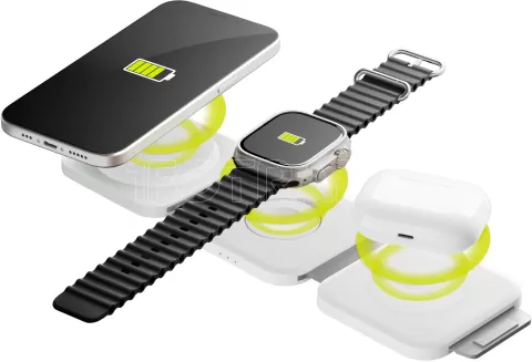 Photo de Chargeur sans fil 3en1 Goobay 15W (Blanc)