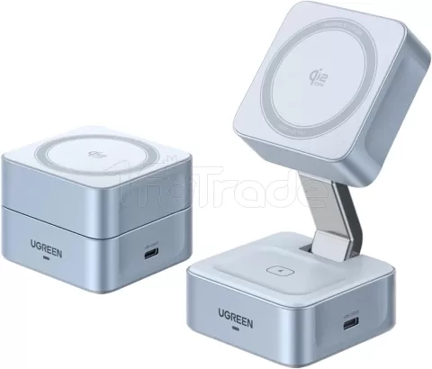 Photo de Chargeur sans fil Ugreen MagFlow 2-en-1 W752 25W (Bleu)