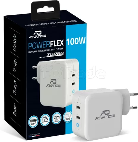 Photo de Chargeur secteur Advance 2xUSB-C (1x55W + 1x45W) (Blanc)