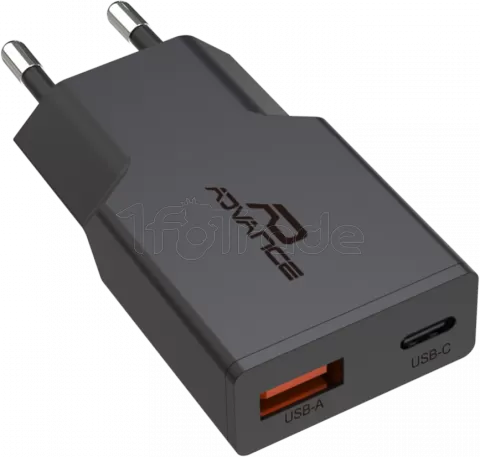 Photo de Chargeur secteur Advance QuickFlex 1xUSB-A + 1x USB-C 30W (Noir)