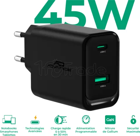 Photo de Chargeur secteur Advance QuickFlex USB-C 45W (Noir)