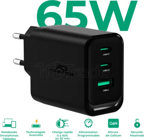 Photo de Chargeur secteur Advance QuickFlex USB-C 65W (Noir)