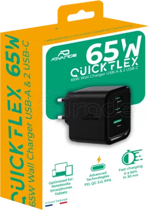 Photo de Chargeur secteur Advance QuickFlex USB-C 65W (Noir)
