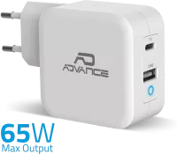 Photo de Chargeur secteur Advance USB-C + USB Type A 65W (Blanc)