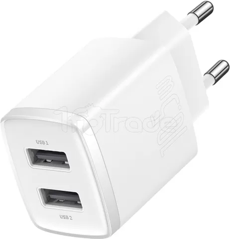 Photo de Chargeur secteur Baseus Compact 2x ports USB-A 10,5W (Blanc)