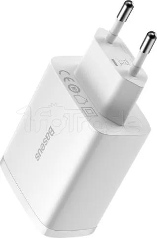 Photo de Chargeur secteur Baseus Compact 3x ports USB-A 17W (Blanc)