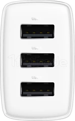 Photo de Chargeur secteur Baseus Compact 3x ports USB-A 17W (Blanc)