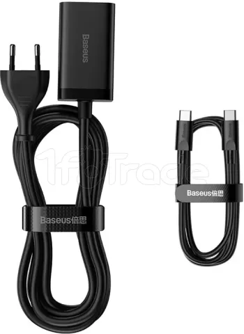 Photo de Chargeur secteur Baseus GaN3 Pro 2x ports USB-A + 2x ports USB-C 65W (Noir)