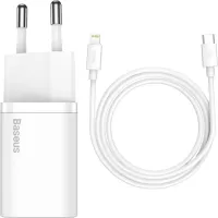 Photo de Chargeur secteur Baseus Super Si 1 port USB-C vers Lightning 20W (Blanc)