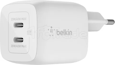 Photo de Chargeur secteur Belkin BoostCharge Pro - 2x USB-C 45W (Blanc)