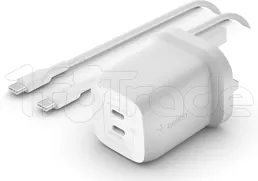 Photo de Chargeur secteur Belkin BoostCharge Pro - 2x USB-C 65W (Blanc)