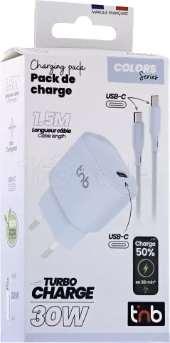 Photo de Chargeur secteur GaN T'nB 1x USB-C 30W (Bleu)