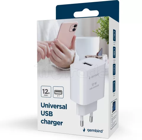 Photo de Chargeur secteur Gembird - 1x USB-A 12W (Blanc)