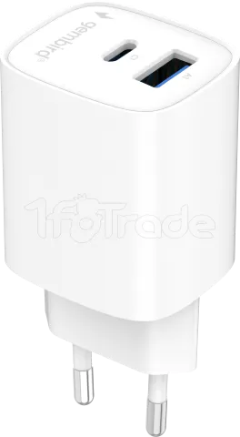 Photo de Chargeur secteur Gembird 1x USB-A + 1x USB-C 30W (Blanc)