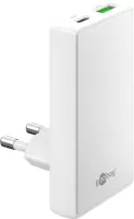 Photo de Chargeur secteur Goobay Fast Charger 90° Flat 1x USB-C + 1x USB-A 45W (Blanc)