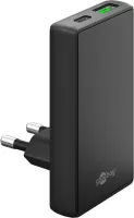 Photo de Chargeur secteur Goobay Fast Charger 90° Flat 1x USB-C + 1x USB-A 45W (Noir)