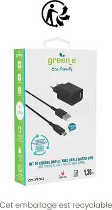 Photo de Chargeur secteur Green_e 1 port USB-C 12W avec cable 1,3m (Noir)