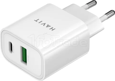 Photo de Chargeur secteur Havit - 1x USB-A + 1x USB-C 20W (Blanc)