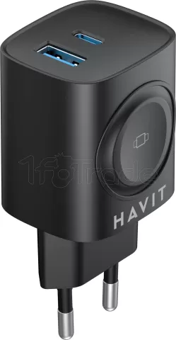 Photo de Chargeur secteur Havit UC132 - 1x USB-C + 1x USB-A (Noir)
