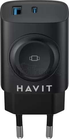 Photo de Chargeur secteur Havit UC132 - 1x USB-C + 1x USB-A (Noir)