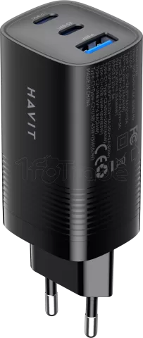 Photo de Chargeur secteur Havit UC20 - 2x USB-C + 1x USB-A 65W (Noir)