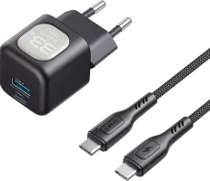 Photo de Chargeur secteur Havit UC233 - 1x USB-C + 1x USB-A 33W avec câble USB-C (Noir)