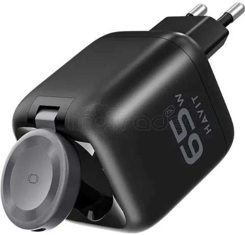 Photo de Chargeur secteur Havit UC253 - 1x USB-A + 1x USB-C 65W avec câble USB-C (Noir)