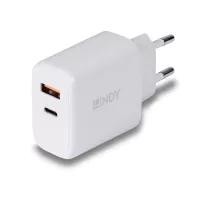 Photo de Chargeur secteur Lindy 1xUSB A & 1x USB C 30W (Noir)