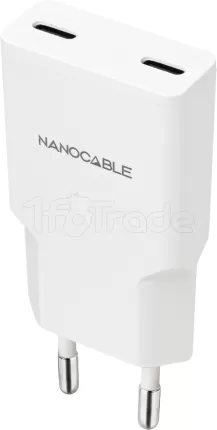 Photo de Chargeur secteur Nanocable 2x USB-C 20W (Blanc)