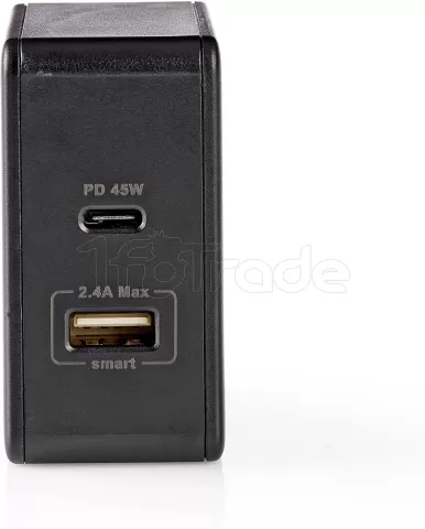 Photo de Chargeur secteur Nedis 1 port USB-A + 1 port USB-C 45W (Noir)