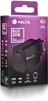 Photo de Chargeur secteur NGS Bud 1x USB-C 20W (Noir)