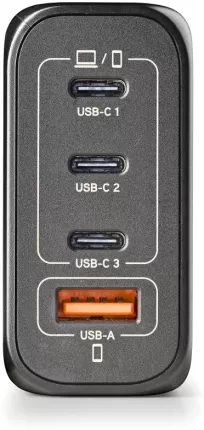 Photo de Chargeur secteur NGS Bud 3x USB-C + 1x USB-A 140W (Noir)
